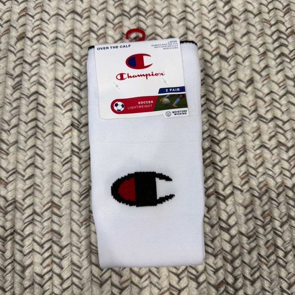 NWT Champion White Over the Calf Soccer Socks - 2 pairs
